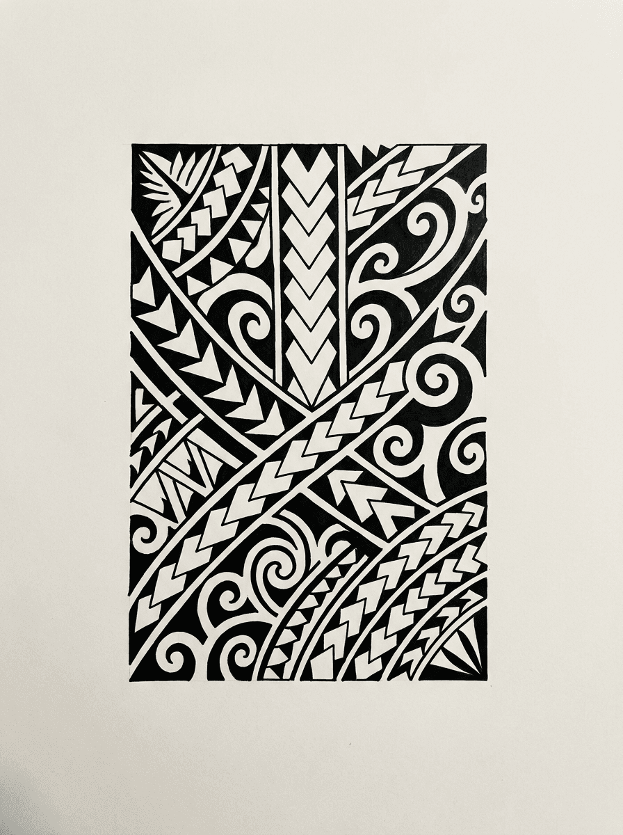 Tribal tattoo design example generated with InkOnce